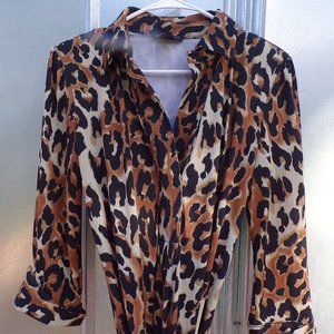 INC International Concepts Animal Print Shirt Dress Size L